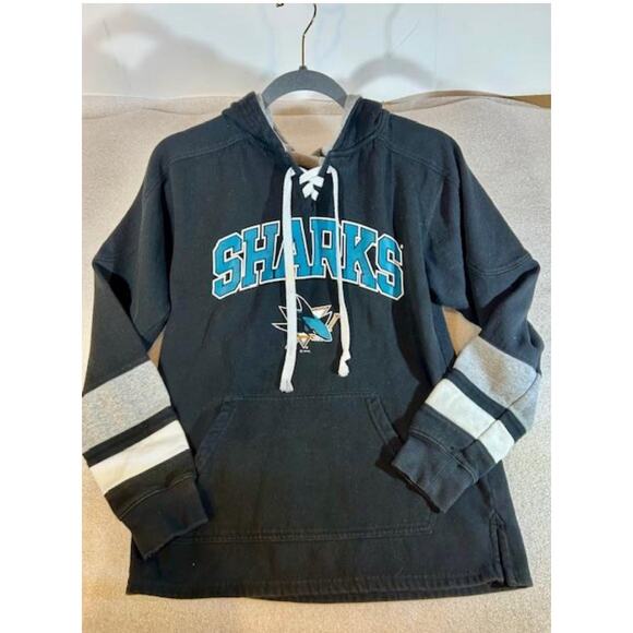 NHL San Jose Sharks Men's Long Sleeve Hooded Sweatshirt with Laces, Size Small - Picture 1 of 5